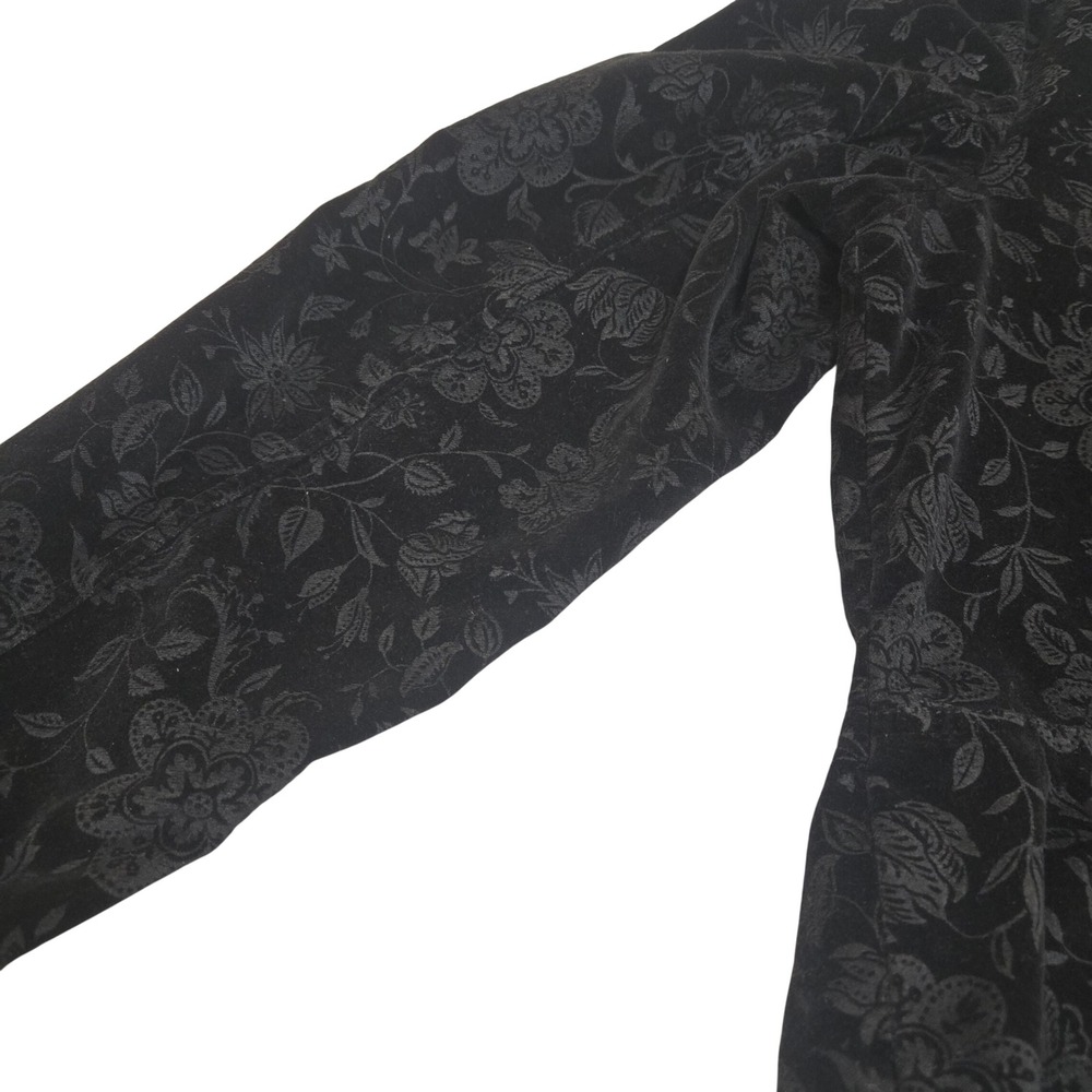 Talbots Womens Black Floral Damask Corduroy Blazer Jacket 3-Button Cotton L - Picture 14 of 16